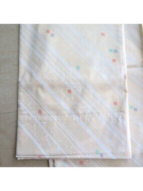 Vintage Martex No-Iron Percale Twin Flat Sheet 66x96 Beige Stripes Squares New